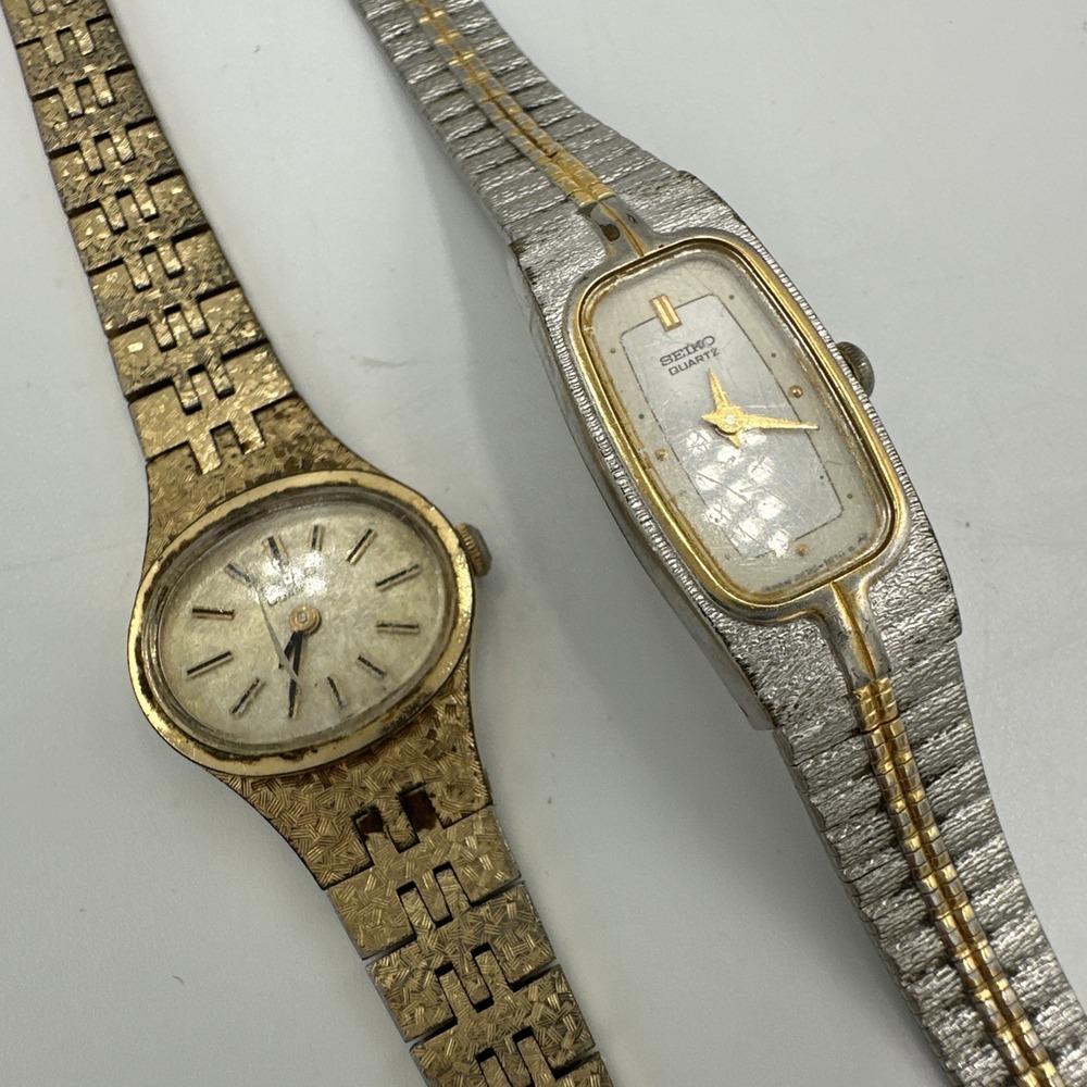 2 Vintage Seiko Ladies Watch Lot as Found for Parts or Repair